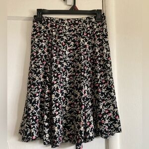 Clio Black and Pink Floral A-Line Skirt